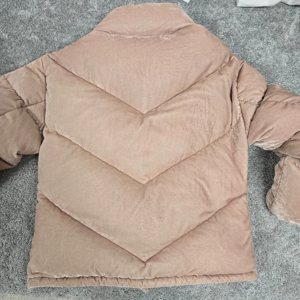 ARITZIA Wilfred Cloud Puff Velvet Goose Down Puffer Coat Jacket Pink XS READ‎